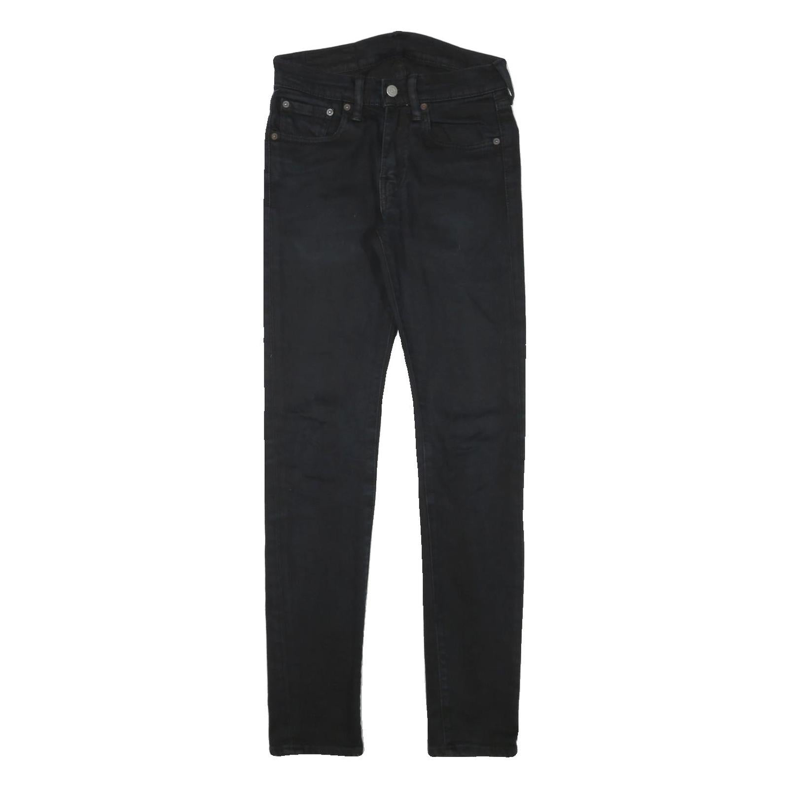 LEVI'S 519 Womens Slim Black Denim Jeans Cotton Blend Zip W26 L30 Skinny Fit