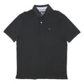 TOMMY HILFIGER Mens Black Short Sleeve Polo Shirt XL Cotton Blend Classic Fit