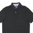 TOMMY HILFIGER Mens Black Short Sleeve Polo Shirt XL Cotton Blend Classic Fit