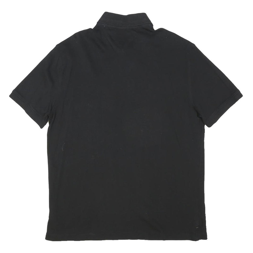 TOMMY HILFIGER Mens Black Short Sleeve Polo Shirt XL Cotton Blend Classic Fit