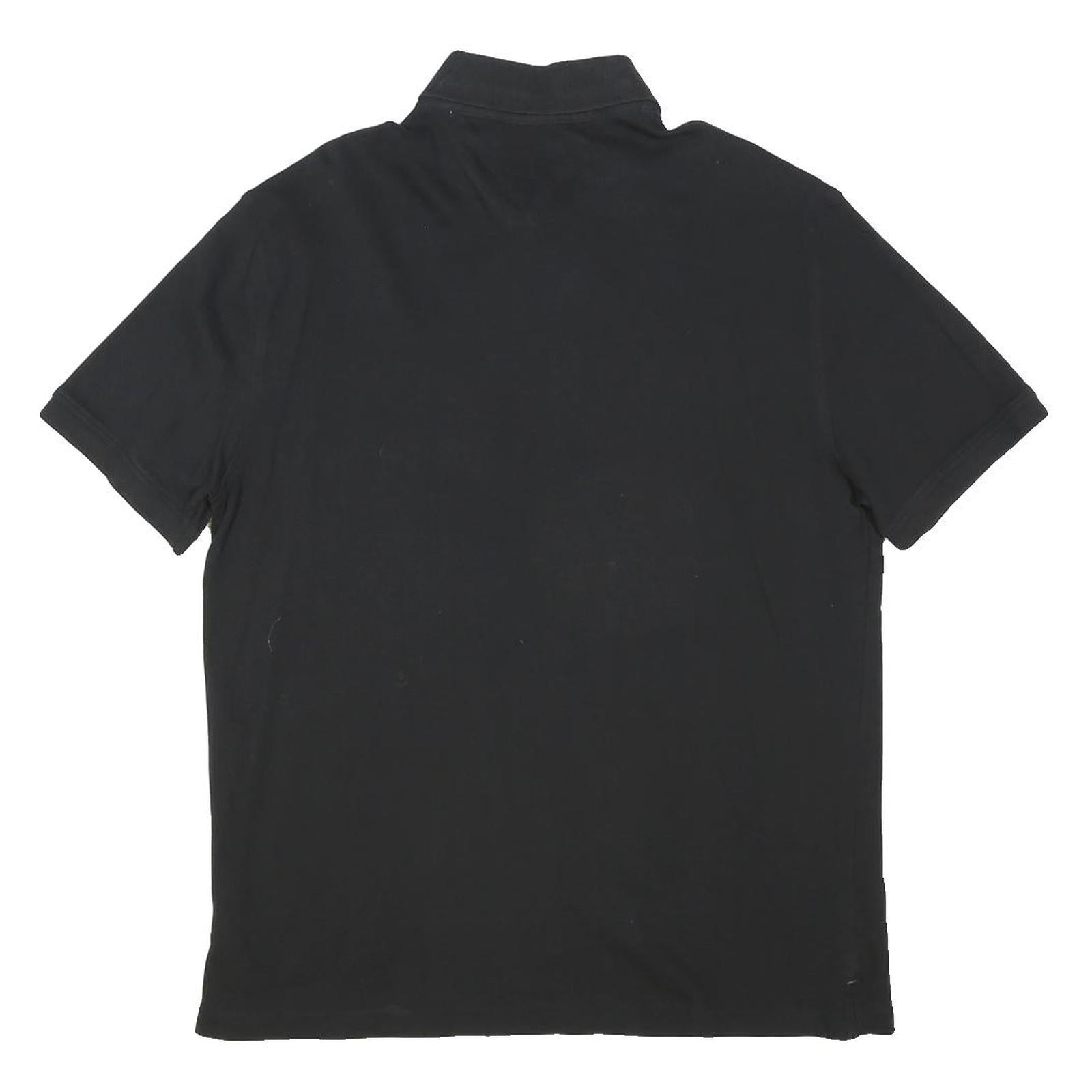TOMMY HILFIGER Mens Black Short Sleeve Polo Shirt XL Cotton Blend Classic Fit
