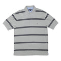 TOMMY HILFIGER Mens Grey Short Sleeve Striped Polo Shirt L Classic Cotton Blend