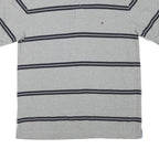 TOMMY HILFIGER Mens Grey Short Sleeve Striped Polo Shirt L Classic Cotton Blend