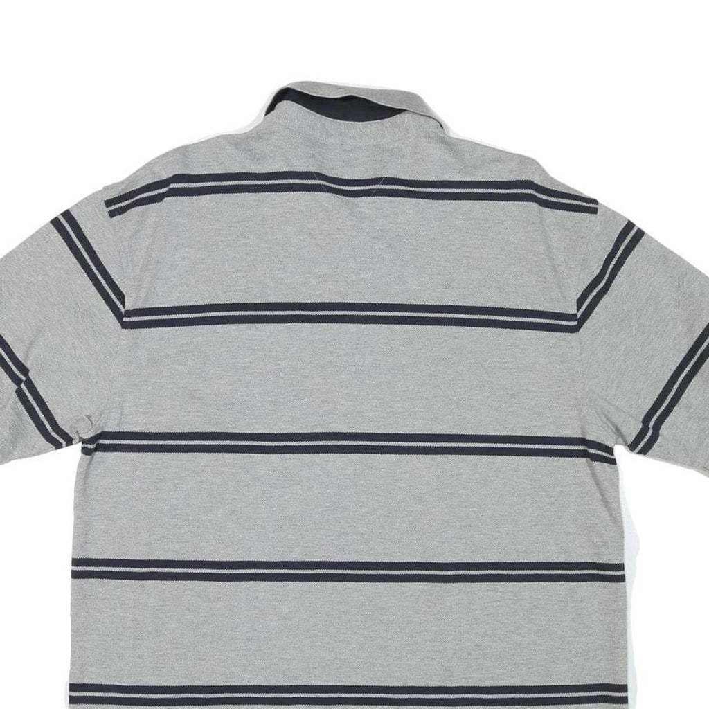 TOMMY HILFIGER Mens Grey Short Sleeve Striped Polo Shirt L Classic Cotton Blend