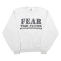 JERZEES Mens White Fear The Flute Cotton Blend Sweatshirt S Crew Neck Casual