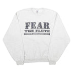 JERZEES Mens White Fear The Flute Cotton Blend Sweatshirt S Crew Neck Casual