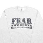 JERZEES Mens White Fear The Flute Cotton Blend Sweatshirt S Crew Neck Casual