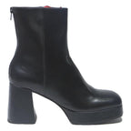 CHARLES & KEITH Womens Platform Ankle Boots Black Leather UK 3 Stylish