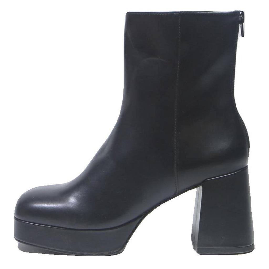 CHARLES & KEITH Womens Platform Ankle Boots Black Leather UK 3 Stylish