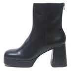 CHARLES & KEITH Womens Platform Ankle Boots Black Leather UK 3 Stylish