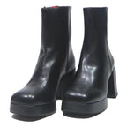 CHARLES & KEITH Womens Platform Ankle Boots Black Leather UK 3 Stylish
