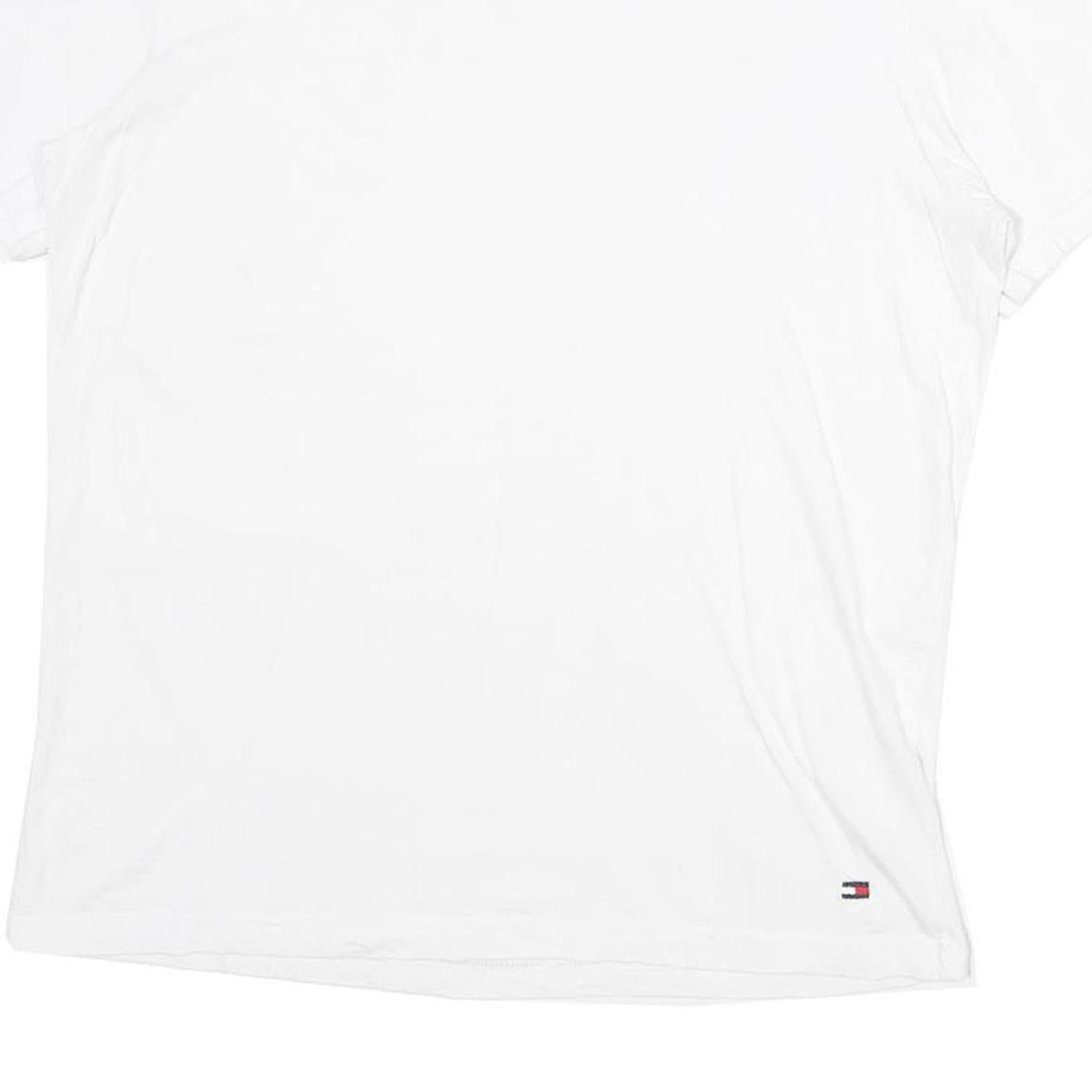 TOMMY HILFIGER Mens White L T-Shirt Short Sleeve Crew Neck Plain Cotton
