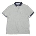 TOMMY HILFIGER Mens Grey Short Sleeve Plain M Polo Shirt Pocket Logo