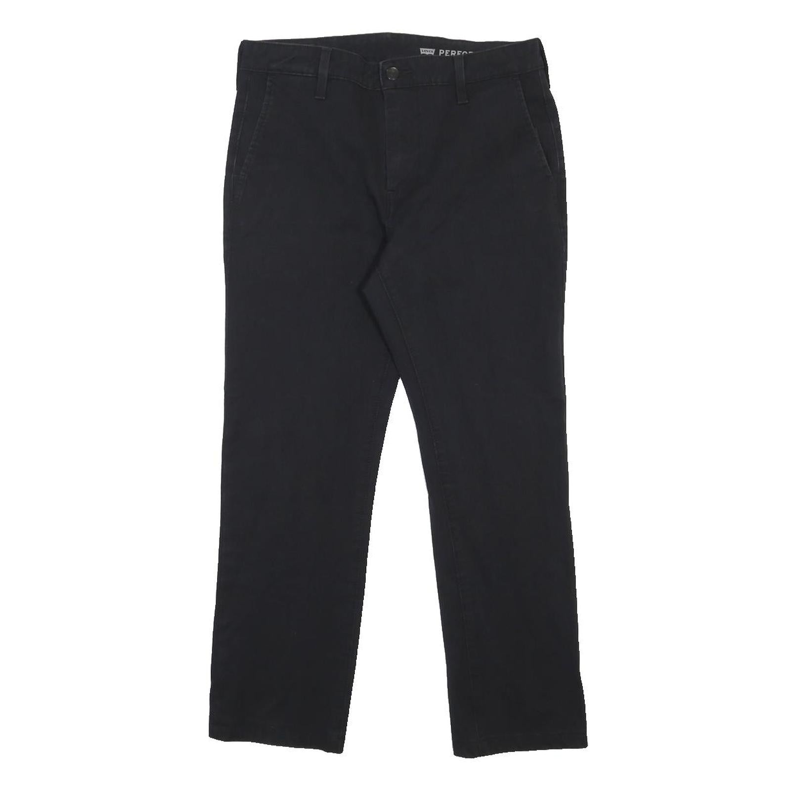 LEVI'S Mens Cotton Blend Black Slim Trousers W30 L27 Zip Closure Casual
