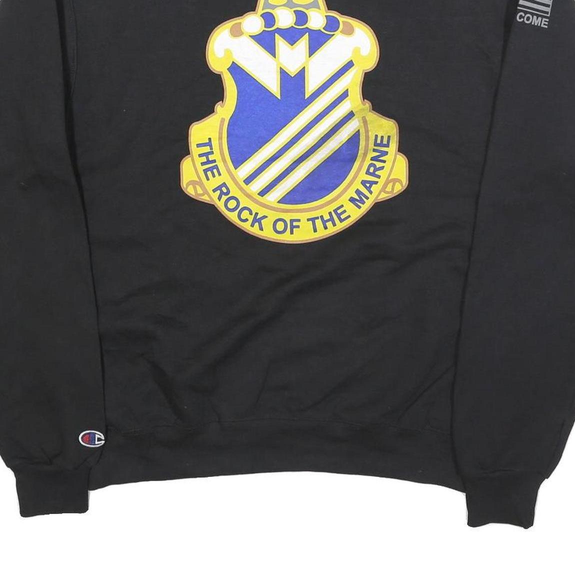 CHAMPION Mens Black Raider Brigade Graphic Crew Neck M Sweatshirt Cotton Blend