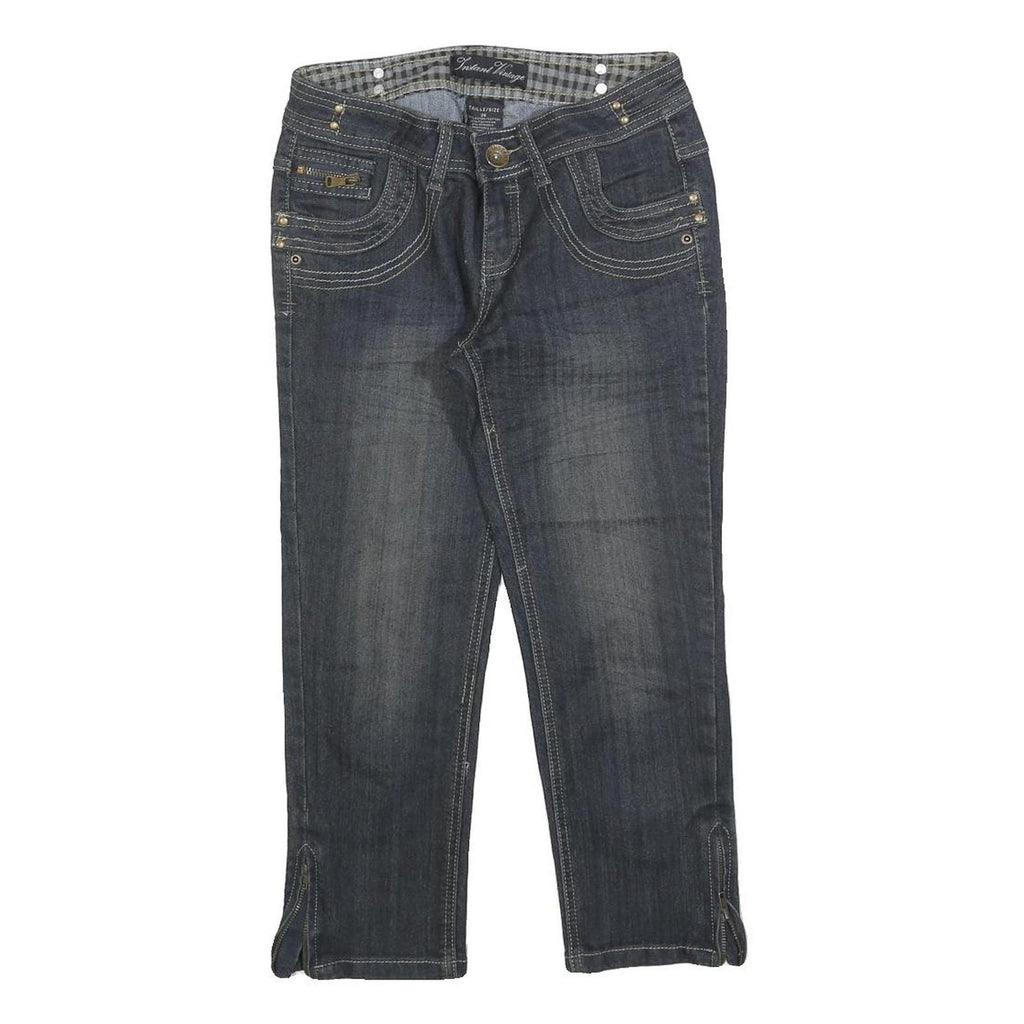 INSTANT VINTAGE Womens Regular Fit Blue Denim Jeans Cotton Zip W26 L21 Stylish