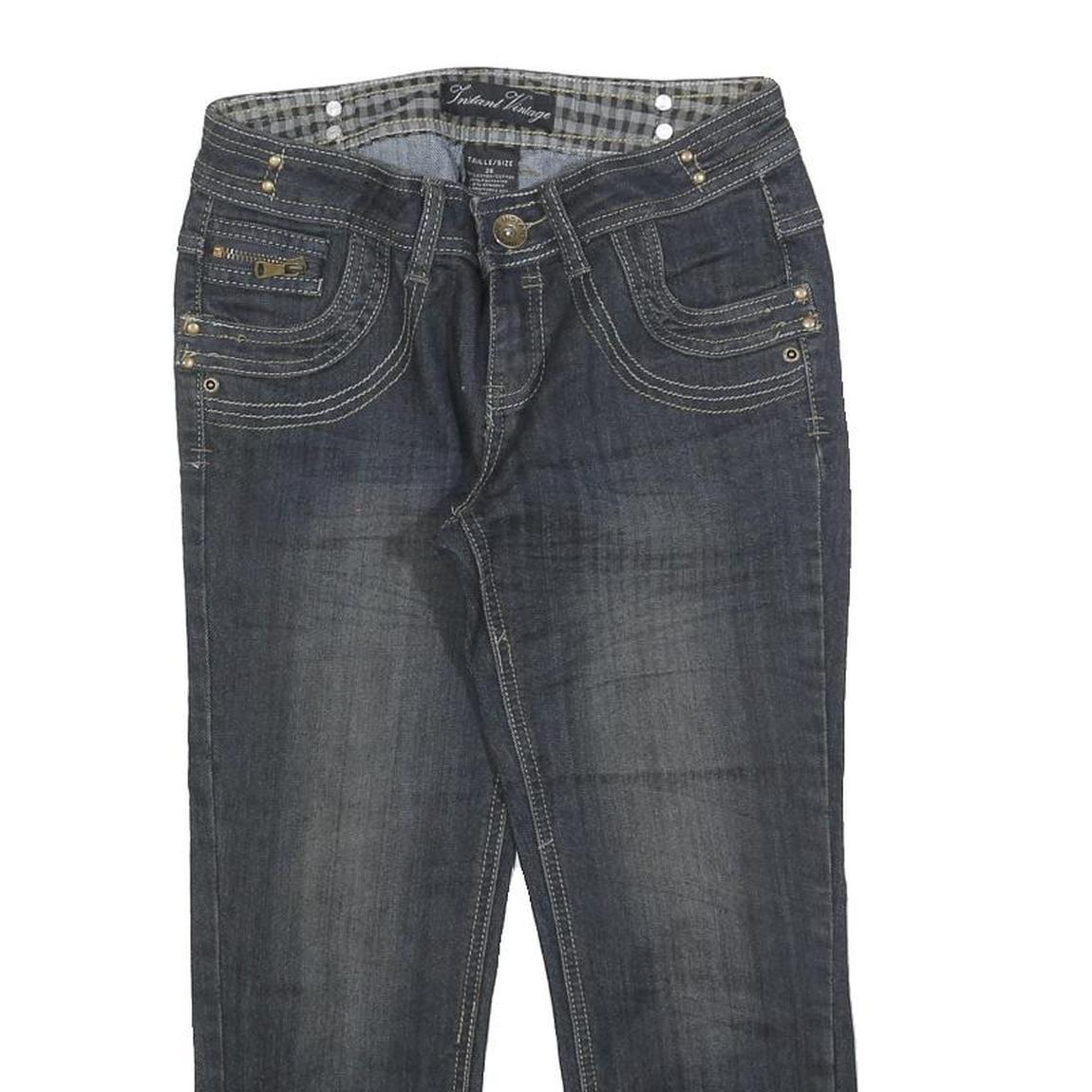 INSTANT VINTAGE Womens Regular Fit Blue Denim Jeans Cotton Zip W26 L21 Stylish