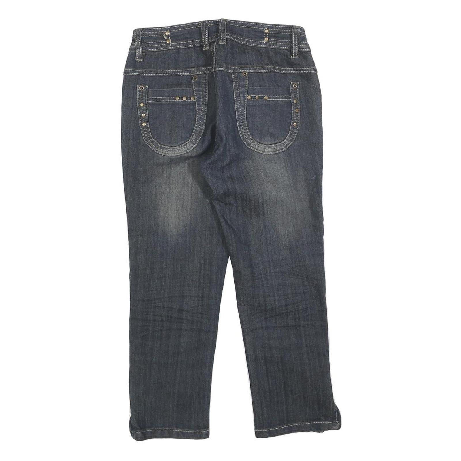 INSTANT VINTAGE Womens Regular Fit Blue Denim Jeans Cotton Zip W26 L21 Stylish