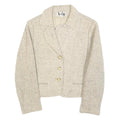 LA RIGI Womens Cream Wool Button Jacket M Woven Tailored Classic Stylish