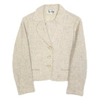 LA RIGI Womens Cream Wool Button Jacket M Woven Tailored Classic Stylish