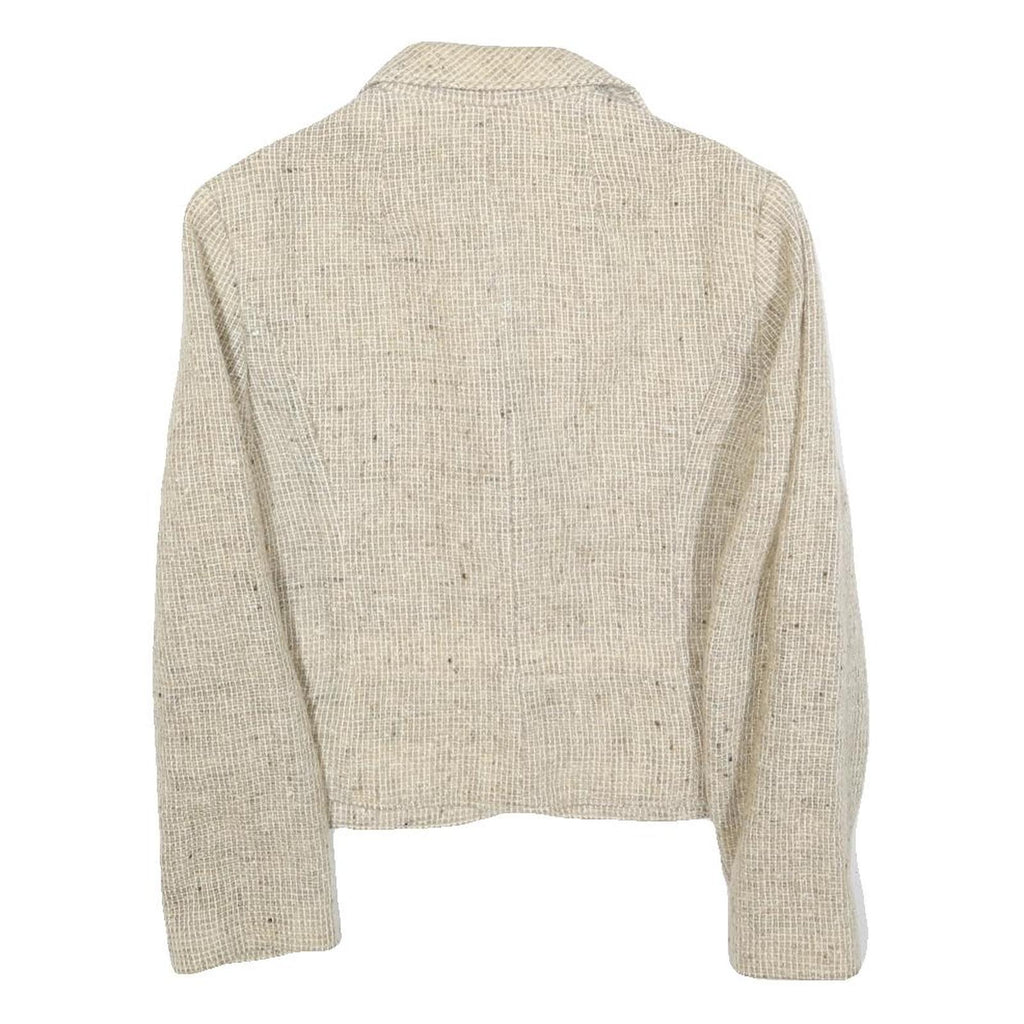 LA RIGI Womens Cream Wool Button Jacket M Woven Tailored Classic Stylish