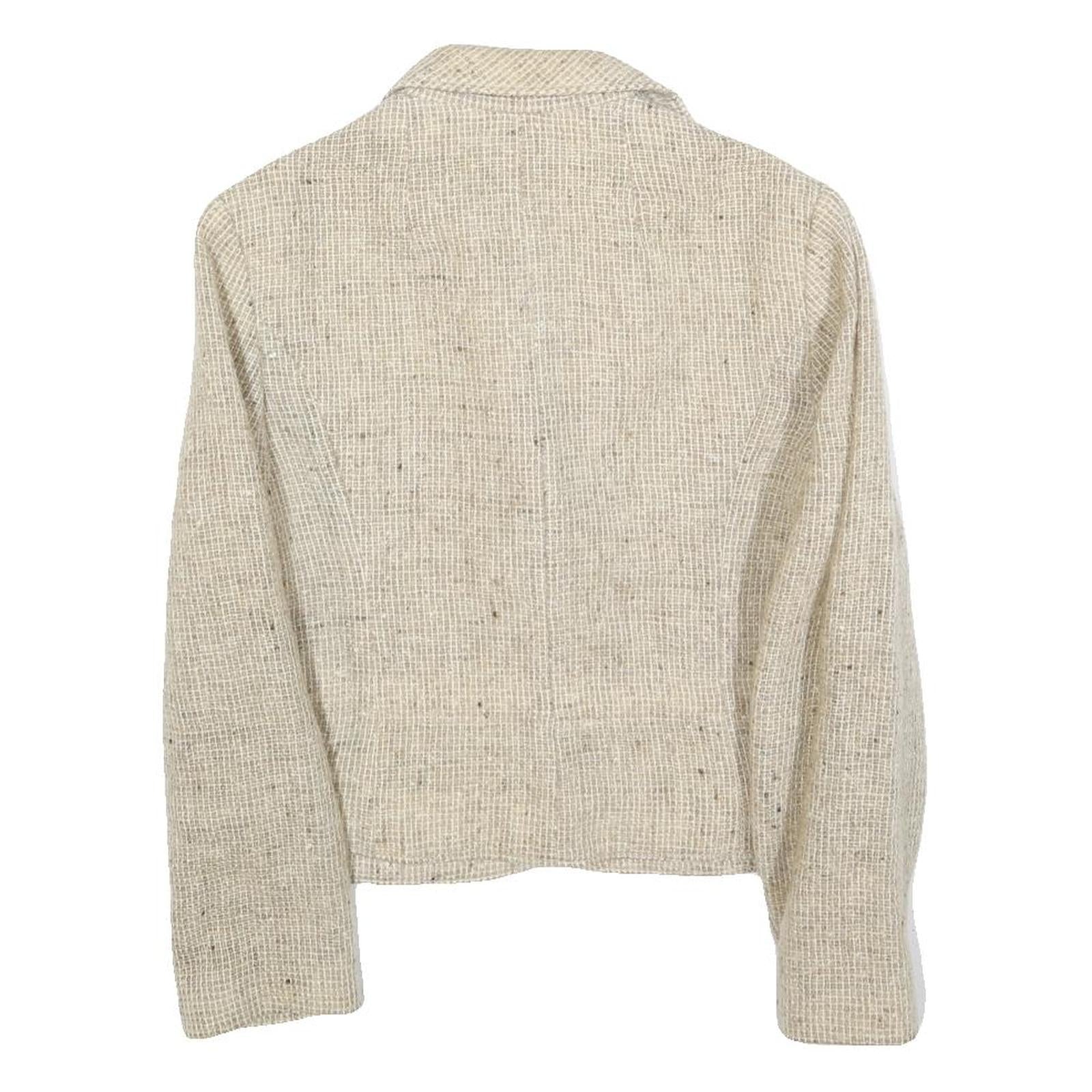 LA RIGI Womens Cream Wool Button Jacket M Woven Tailored Classic Stylish