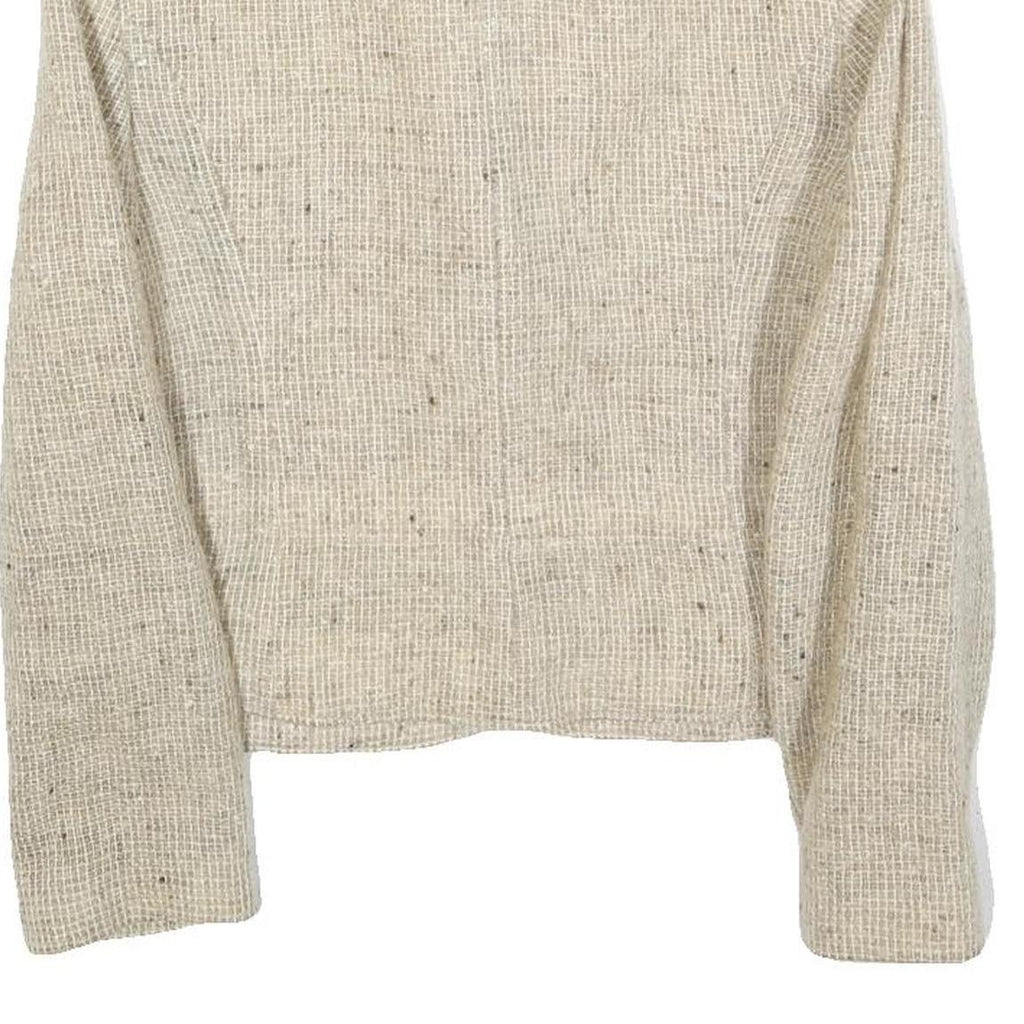 LA RIGI Womens Cream Wool Button Jacket M Woven Tailored Classic Stylish