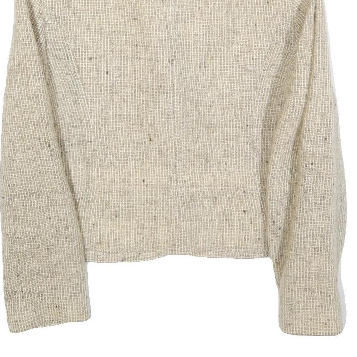 LA RIGI Womens Cream Wool Button Jacket M Woven Tailored Classic Stylish