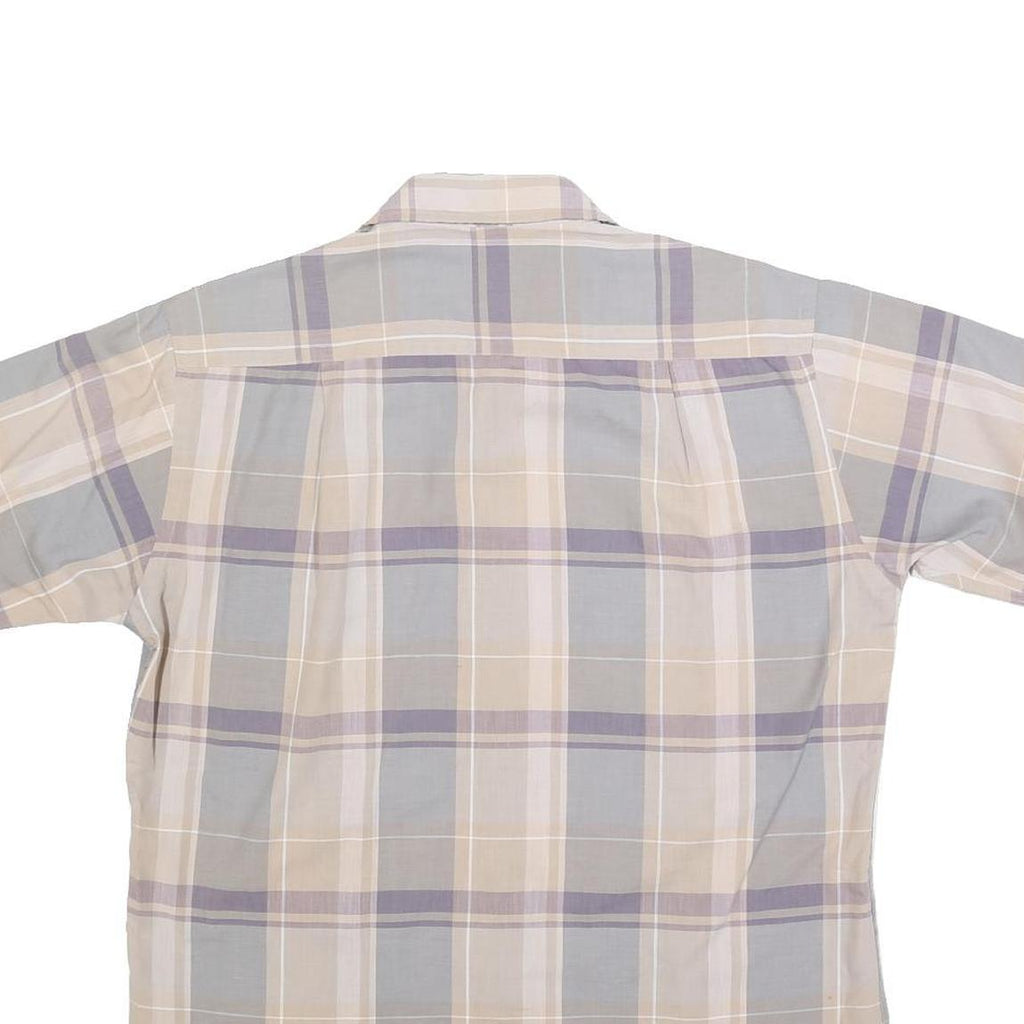 CHRISTIAN DIOR Mens Beige & Grey Check Shirt M Cotton Blend Short Sleeve Button