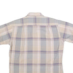 CHRISTIAN DIOR Mens Beige & Grey Check Shirt M Cotton Blend Short Sleeve Button