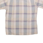 CHRISTIAN DIOR Mens Beige & Grey Check Shirt M Cotton Blend Short Sleeve Button