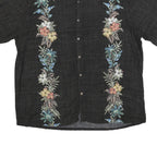 BATIK BAY Mens Black Rayon Hawaiian XL Floral Print Short Sleeve Shirt Relaxed