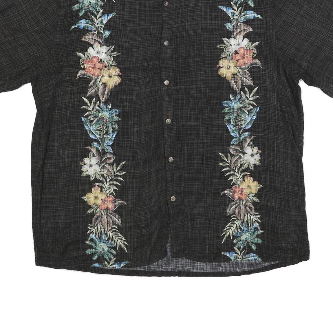 BATIK BAY Mens Black Rayon Hawaiian XL Floral Print Short Sleeve Shirt Relaxed