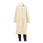 Womens Beige Cotton Blend Plain Button Closure Regular Fit Jacket L Lightweight