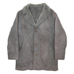 OAKLEAF Mens Grey Suede Button Jacket L Lined Soft Warm Outerwear