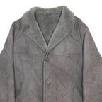 OAKLEAF Mens Grey Suede Button Jacket L Lined Soft Warm Outerwear
