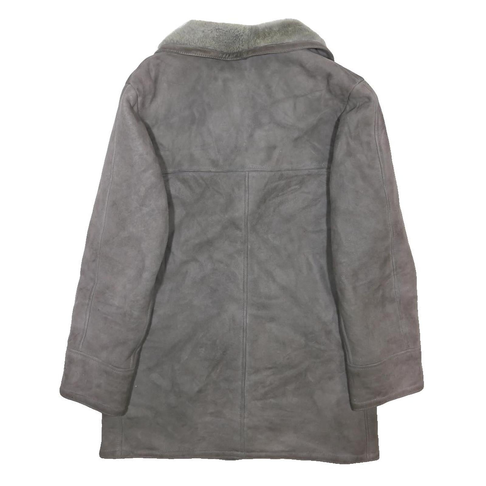 OAKLEAF Mens Grey Suede Button Jacket L Lined Soft Warm Outerwear