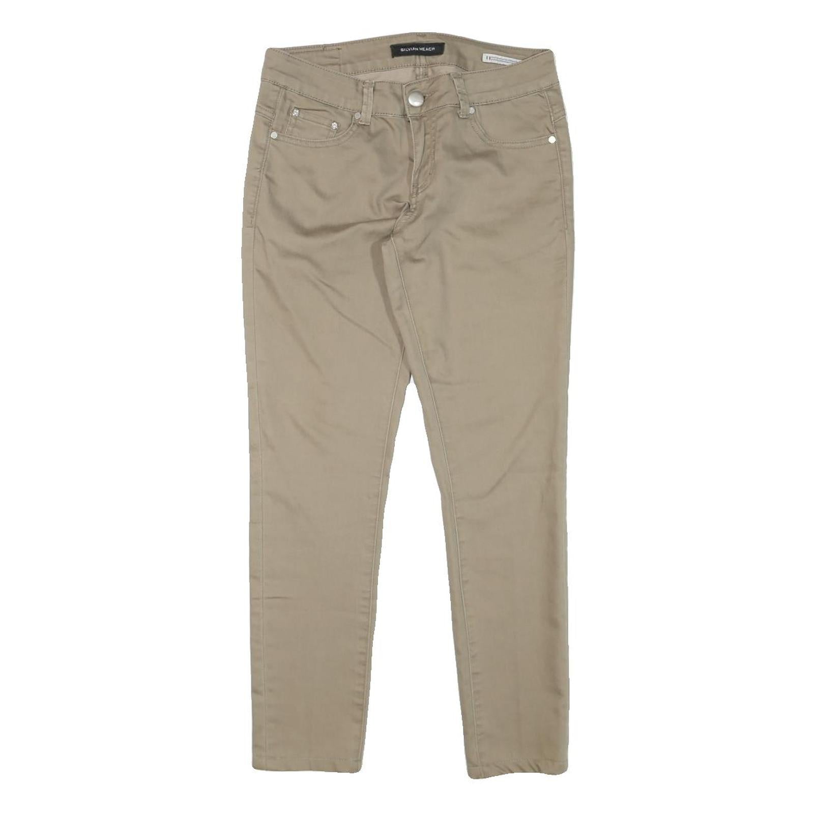 SYLVIAN HEACH Womens Slim Beige Cotton Blend Trousers W28 L25 Casual Wear