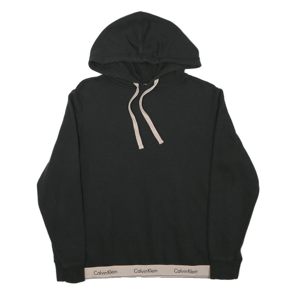 CALVIN KLEIN Womens Black Hoodie M Logo Band Bottom Pullover Hooded Jumper