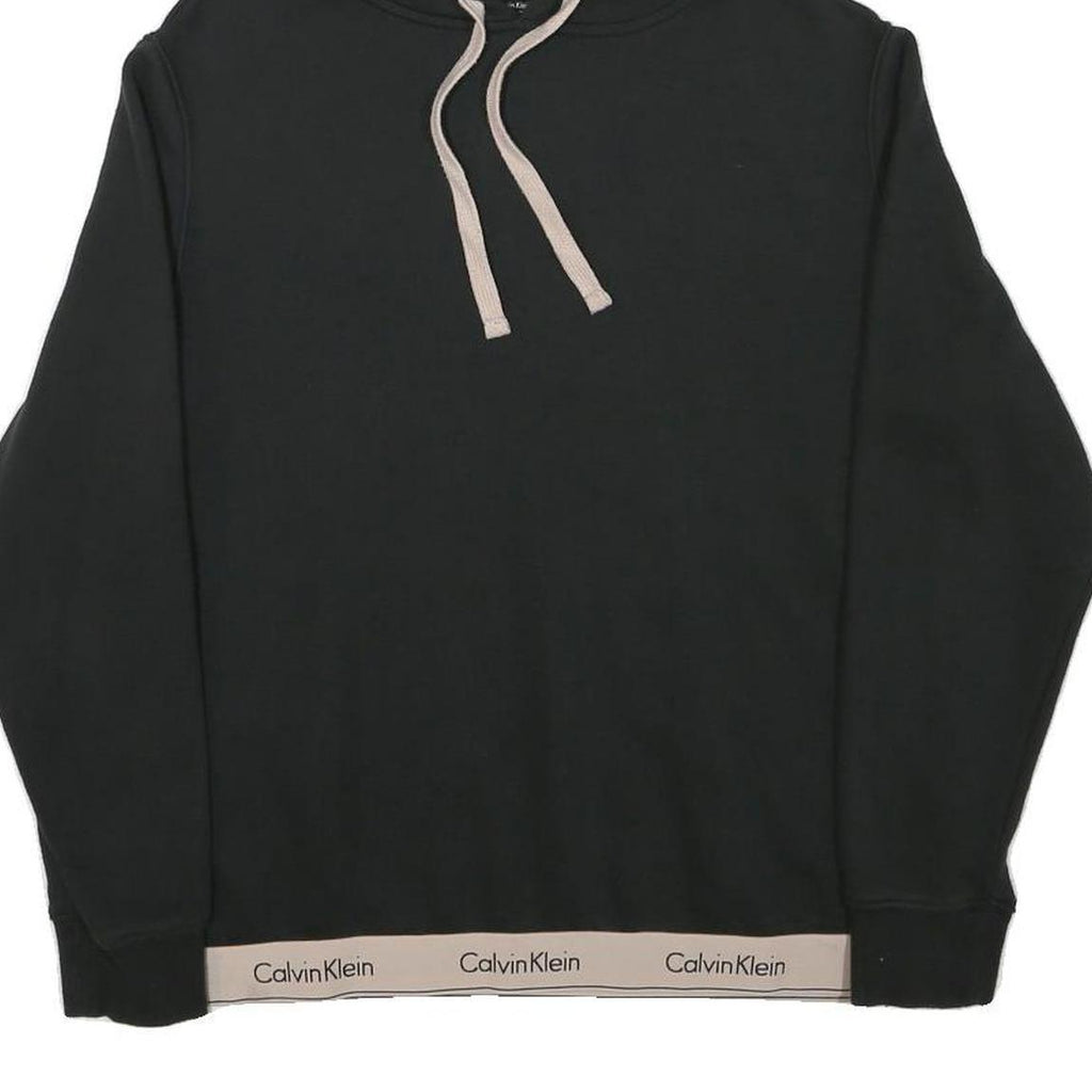 CALVIN KLEIN Womens Black Hoodie M Logo Band Bottom Pullover Hooded Jumper