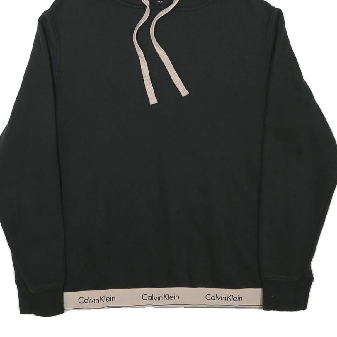 CALVIN KLEIN Womens Black Hoodie M Logo Band Bottom Pullover Hooded Jumper