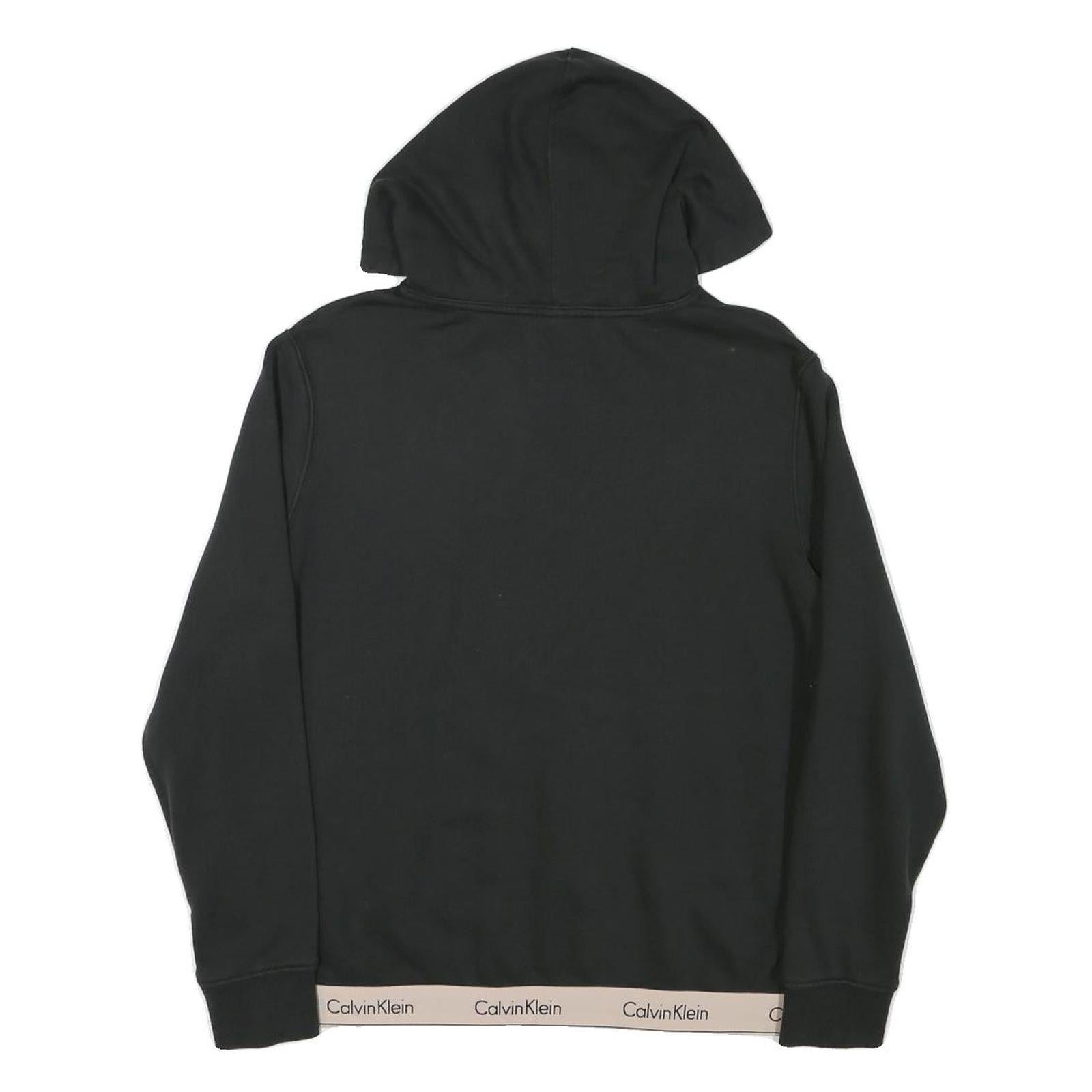 CALVIN KLEIN Womens Black Hoodie M Logo Band Bottom Pullover Hooded Jumper