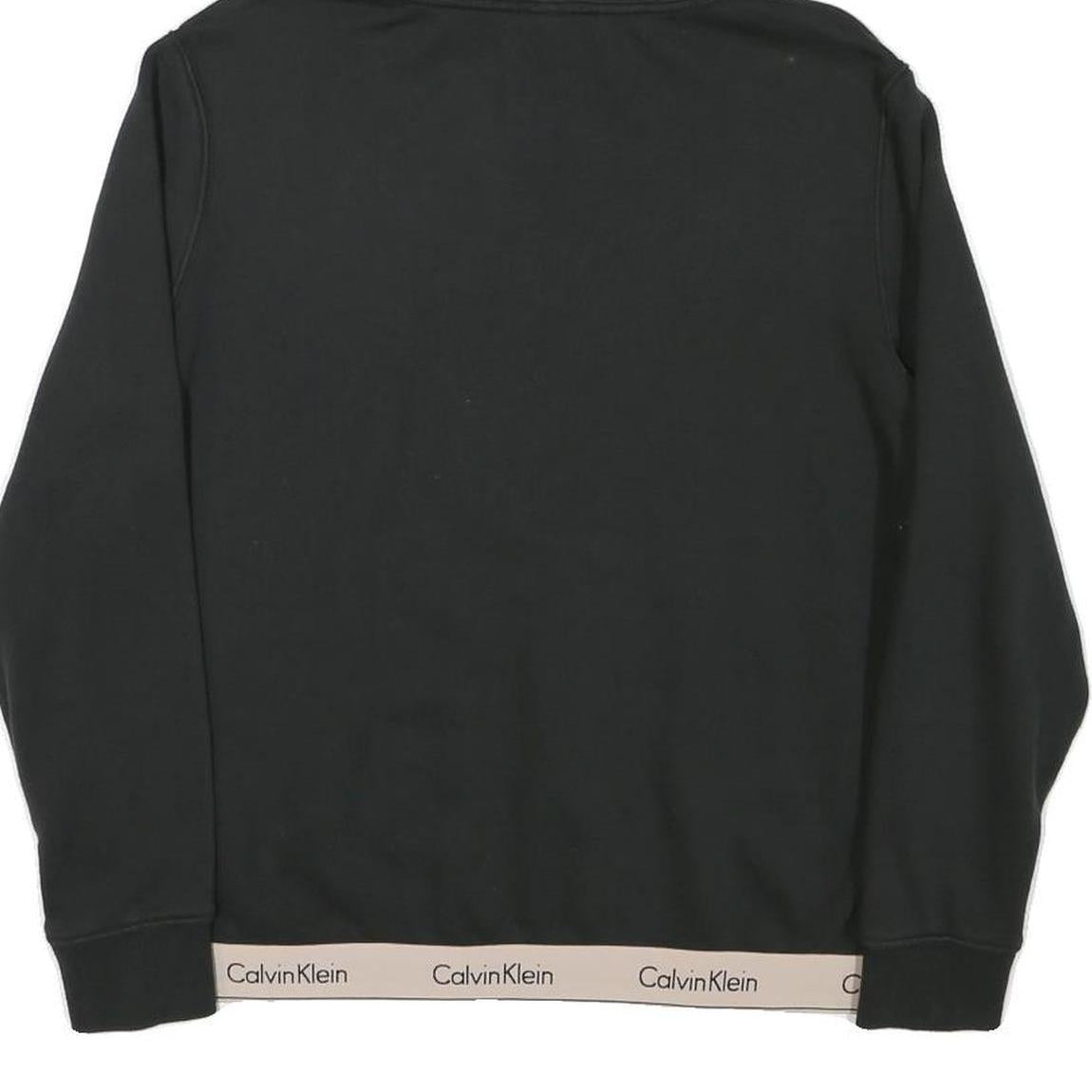 CALVIN KLEIN Womens Black Hoodie M Logo Band Bottom Pullover Hooded Jumper