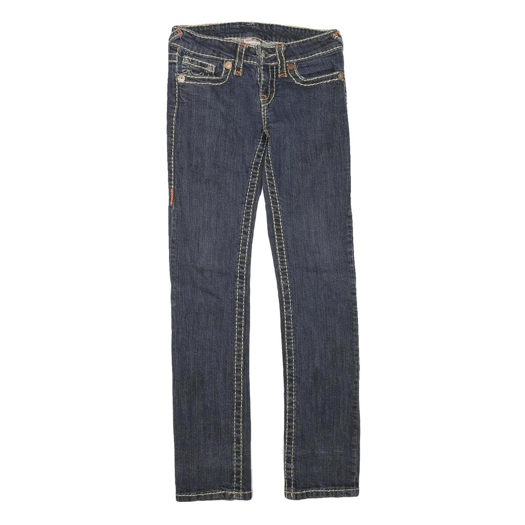 TRUE RELIGION Womens Dark Blue Regular Jeans Denim W27 L29 Classic Cotton Zip