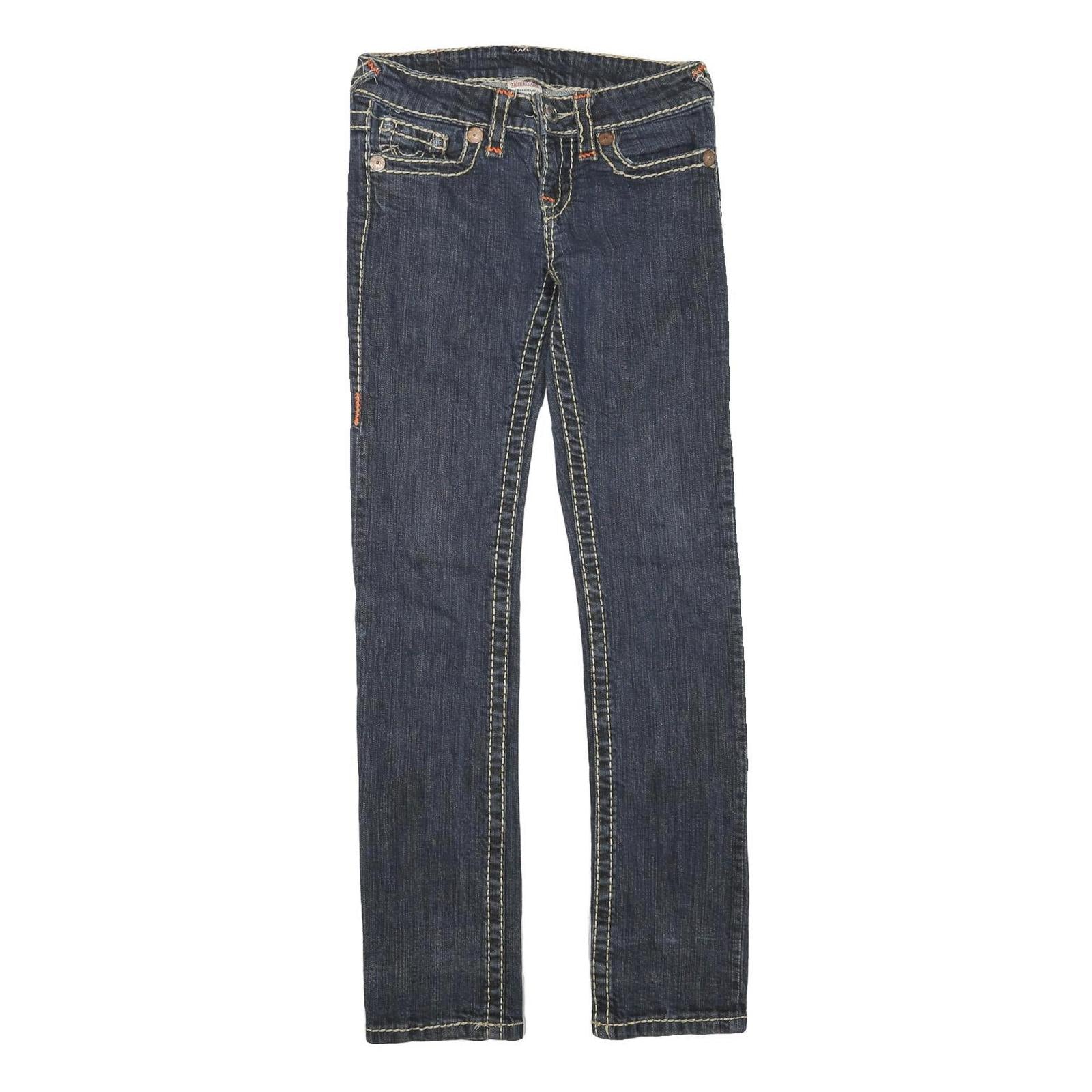 TRUE RELIGION Womens Dark Blue Regular Jeans Denim W27 L29 Classic Cotton Zip