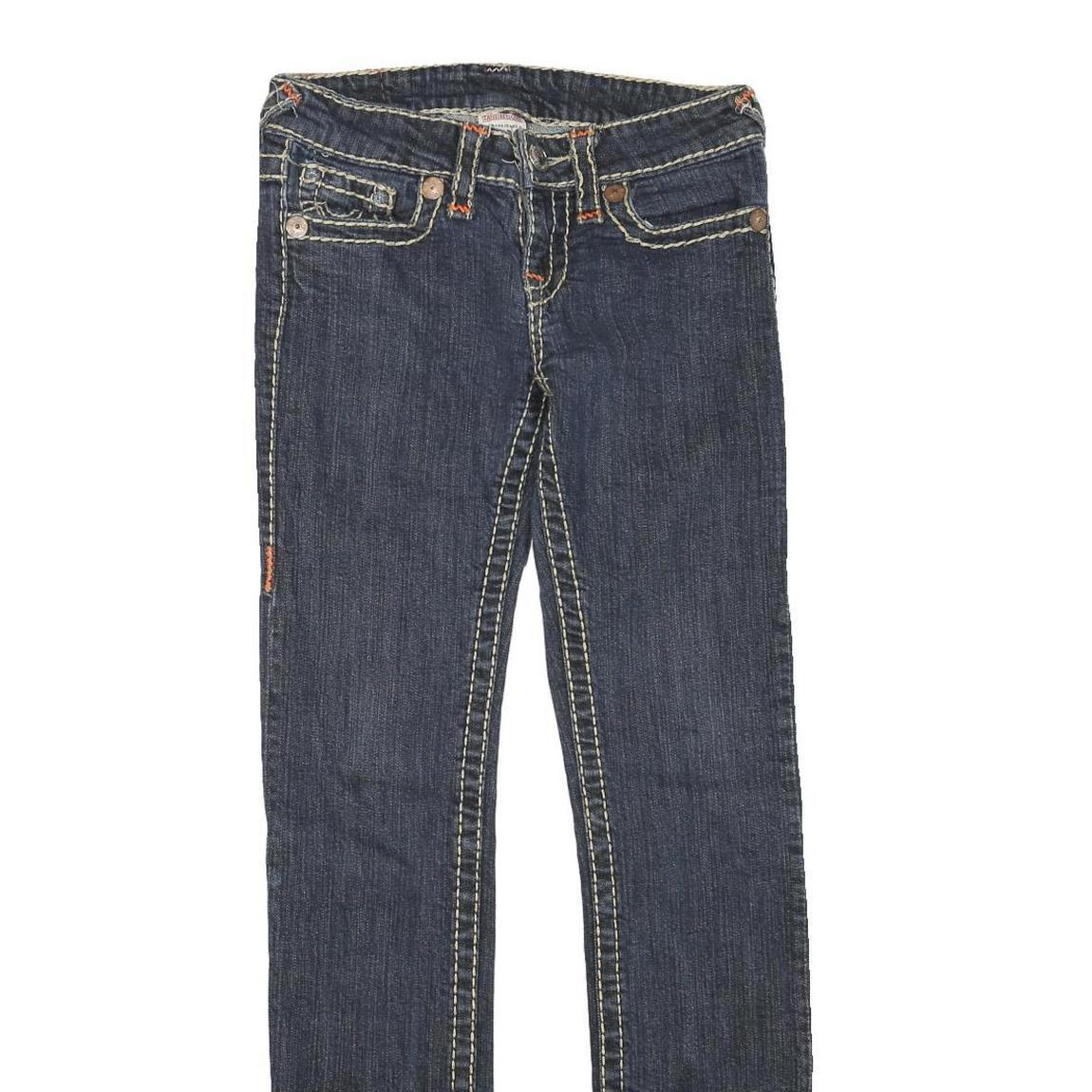 TRUE RELIGION Womens Dark Blue Regular Jeans Denim W27 L29 Classic Cotton Zip