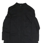Womens Black Cotton Blend Classic Button Jacket L Plain Long Sleeve Casual