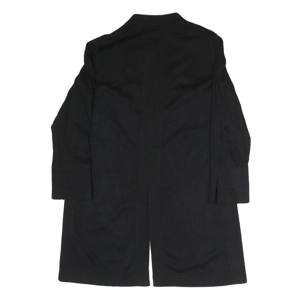 Womens Black Cotton Blend Classic Button Jacket L Plain Long Sleeve Casual