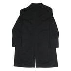 Womens Black Cotton Blend Classic Button Jacket L Plain Long Sleeve Casual