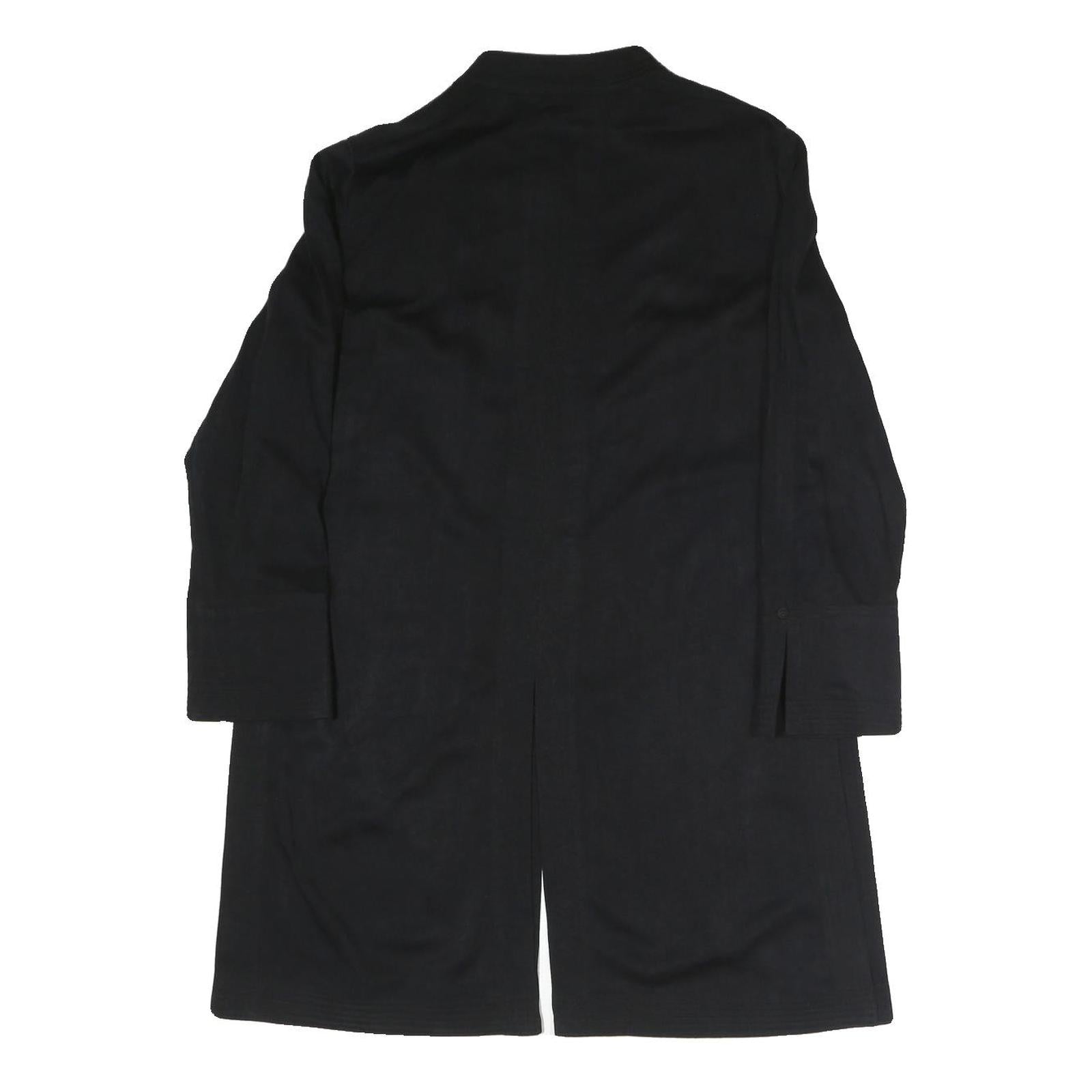 Womens Black Cotton Blend Classic Button Jacket L Plain Long Sleeve Casual